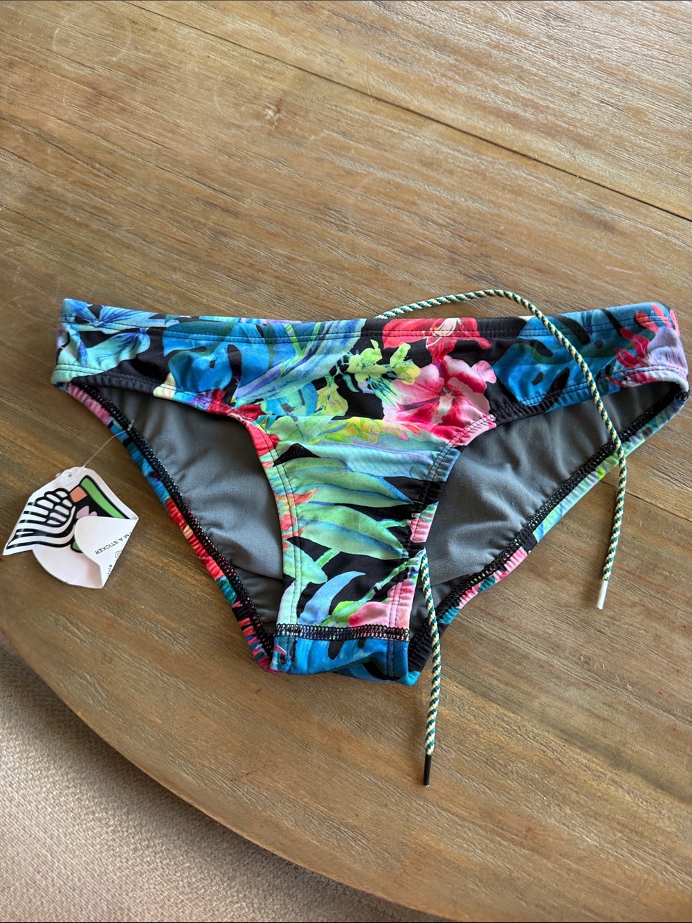 Jolyn Clothing Tropical Floral Tie-Side Bikini Bottom - Blue, Green, Pink ANDY